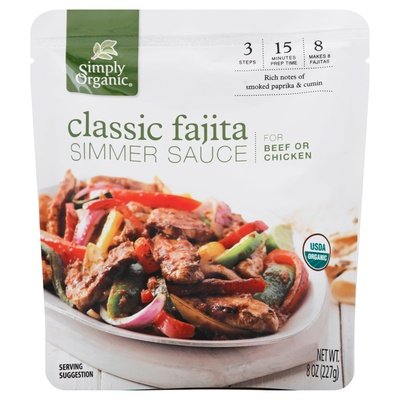 Simply Organic Simmer Sauce Classic Fajita 6/8 OZ [UNFI #2044063] [ebt]