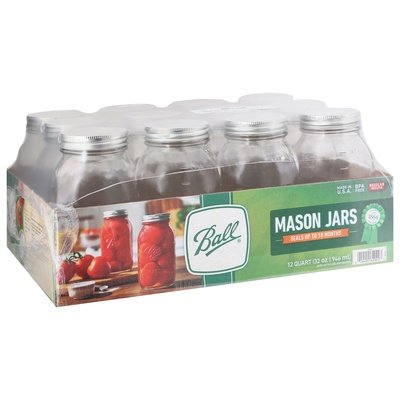 Ball Canning Mason Jars Regular Mouth Quart 1/12 CT [UNFI #105908]