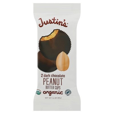 Justins Peanut Butter Cups Organic Dark Chocolate 12/1.4 OZ [UNFI-CARLISLE #647743] [ebt]