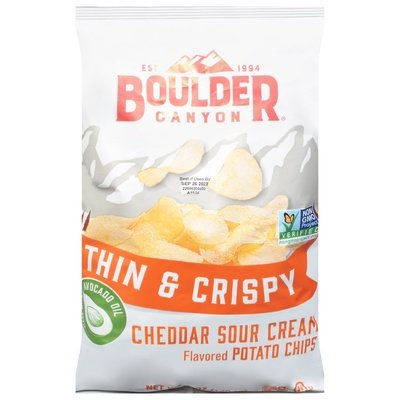 Boulder Canyon Potato Chips Cheddar Sour Cream Thin & Crispy 12/6 OZ [UNFI #2627859] [ebt]
