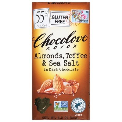 Chocolove Almonds Toffee & Sea Salt In Dark Chocolate 12/3.2 OZ [UNFI-CARLISLE #2198430] [ebt]
