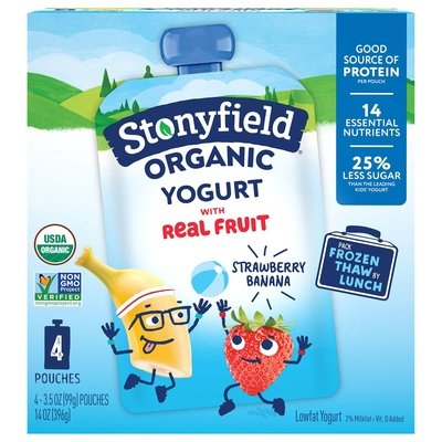 Stonyfield Organic Yogurt With Real Fruit Organic Reduced Fat Strawberry Banana 6/4/3.5 OZ [UNFI #2029650] [ebt]