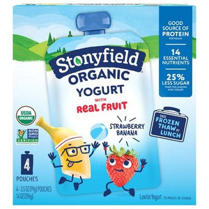Stonyfield Organic Yogurt With Real Fruit Organic Reduced Fat Strawberry Banana 6/4/3.5 OZ [UNFI #2029650] [ebt]