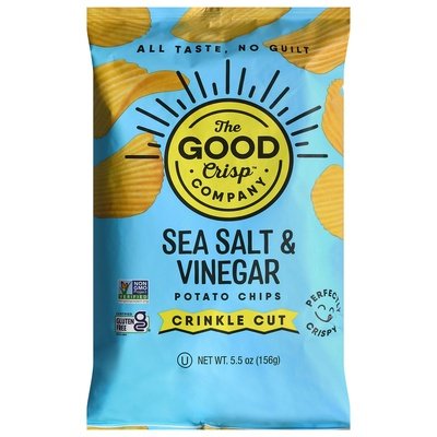 The Good Crisp Company Potato Chips Sea Salt & Vinegar Crinkle Cut 12/5.5 OZ [UNFI #3009438] [ebt]