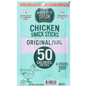 Mighty Spark Chicken Snack Sticks Orignial Sea Salt & Pepper 8/4 OZ [UNFI #2938488] [ebt]