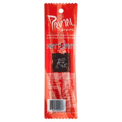 Primal Spirit Foods Meatless Jerky Strips Vegan Shiitake Mushrooms Hot & Spicy 24/1 OZ [UNFI-CARLISLE #267310] [ebt]