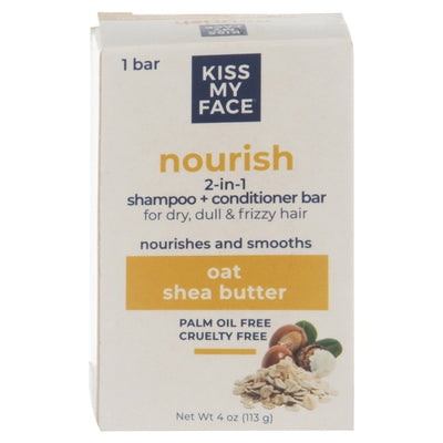 Kiss My Face Shampoo + Conditioner Bar 2-in-1 Oat Shea Butter 1/4 OZ [UNFI-CARLISLE #2784601]