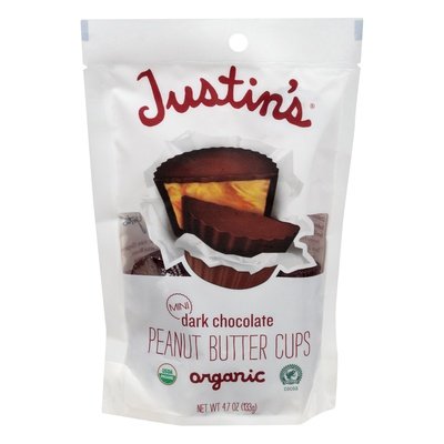 Justins Peanut Butter Cups Organic Dark Chocolate Mini 6/4.7 OZ [UNFI #1699024] [ebt]