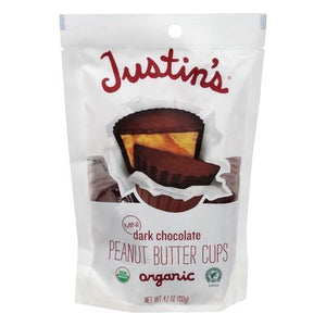 Justins Peanut Butter Cups Organic Dark Chocolate Mini 6/4.7 OZ [UNFI #1699024] [ebt]