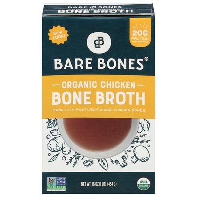Bare Bones Bone Broth Organic Chicken 8/16 OZ [UNFI #2974376] [ebt]