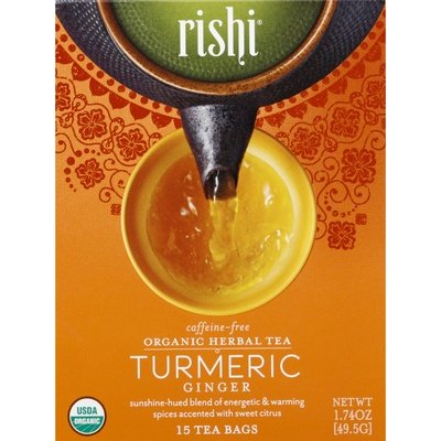 Rishi Tea Herbal Tea Organic Turmeric Ginger Caffeine-Free Bags 6/15 BAG [UNFI #1588177] [ebt]