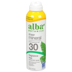 Alba Botanica Sunscreen Spray Sheer Mineral Fragrance Free Broad Spectrum Spf 30 1/5 OZ [UNFI-CARLISLE #2927077]