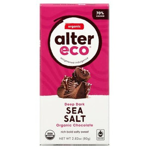 Alter Eco Dark Chocolate Organic Deep Dark Sea Salt 70% Cocoa 12/2.82 OZ [UNFI-CARLISLE #1542919] [ebt]