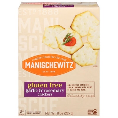 Manischewitz Crackers Gluten Free Garlic & Rosemary 12/8 OZ [UNFI #01630599] [ebt]