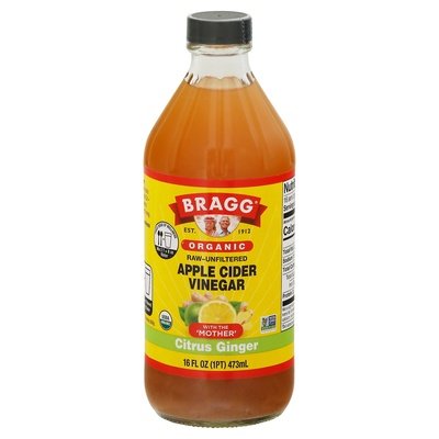 Bragg Apple Cider Vinegar Organic Raw-Unfiltered Citrus Ginger 12/16 OZ [UNFI #2650513] [ebt]