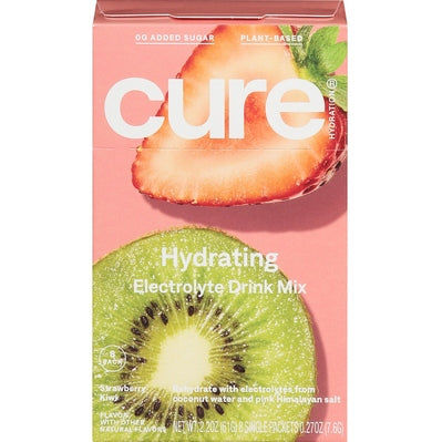 Cure Hydration Electrolyte Drink Mix Hydrating Strawberry Kiwi 8 Pack 1/8/.27 OZ [UNFI-CARLISLE #03021276] [ebt]