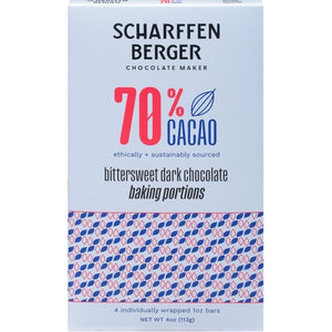 Scharffen Berger Dark Chocolate Bittersweet 70% Cacao 12/4 OZ [UNFI-CARLISLE #02945038] [ebt]