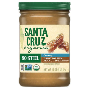 Santa Cruz Organic Peanut Butter Spread Dark Roasted Creamy No Stir 12/16 OZ [UNFI #3091303] [ebt]