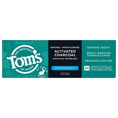 Toms Of Maine Toothpaste Peppermint Activated Charcoal Anticavity 6/4 OZ [UNFI-CARLISLE #3027216]
