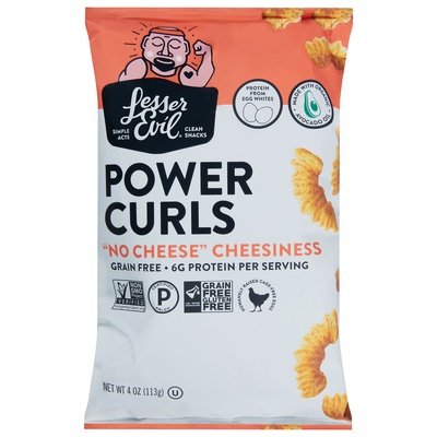 Lesser Evil Power Curls No Cheese Cheesiness 9/4 OZ [UNFI #2785210] [ebt]