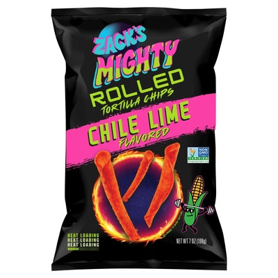 Zacks Mighty Tortilla Chips Chile Lime Flavored Rolled 6/7 OZ [UNFI #03147394] [ebt]