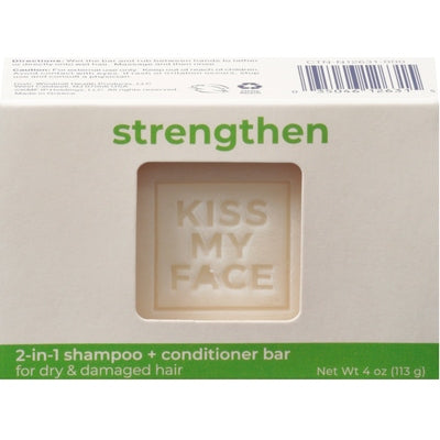 Kiss My Face Shampoo + Conditioner Bar Strengthen 2-in-1 Monoi Oil Shea Butter 1/4 OZ [UNFI-CARLISLE #2784593]