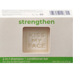 Kiss My Face Shampoo + Conditioner Bar Strengthen 2-in-1 Monoi Oil Shea Butter 1/4 OZ [UNFI-CARLISLE #2784593]