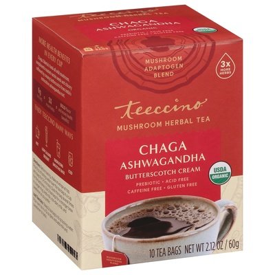 Teeccino Herbal Tea Chaga Ashwagandha Tea Bags 6/10 BAG [UNFI #2658565] [ebt]