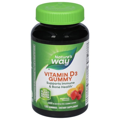 Natures Way Vitamin D3 50 mcg Mixed Fruit Flavored Gummies 120 CT [UNFI-CARLISLE #2682052]