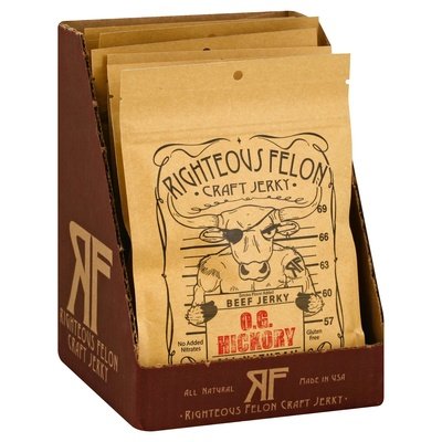 Righteous Felon Craft Jerky Beef Jerky O.G. Hickory 8/2 OZ [UNFI #2032688] [ebt]