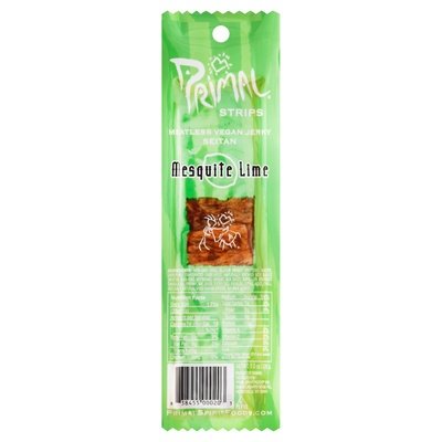 Primal Spirit Foods Meatless Jerky Strips Vegan Seitan Mesquite Lime 24/1 OZ [UNFI-CARLISLE #330621] [ebt]