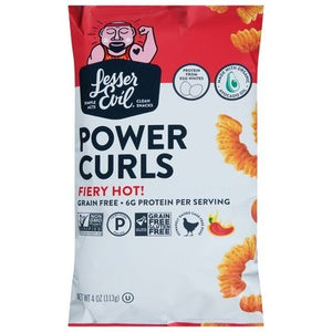 Lesser Evil Power Curls Fiery Hot! 9/4 OZ [UNFI #2660264] [ebt]