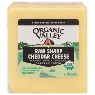 Organic Valley Cheese Sharp Cheddar Raw 12/8 OZ [UNFI #198408] [ebt]