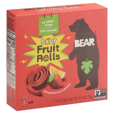 Bear Fruit Rolls Sour Strawberry Lemon 6/3.5 OZ [UNFI #2437135] [ebt]