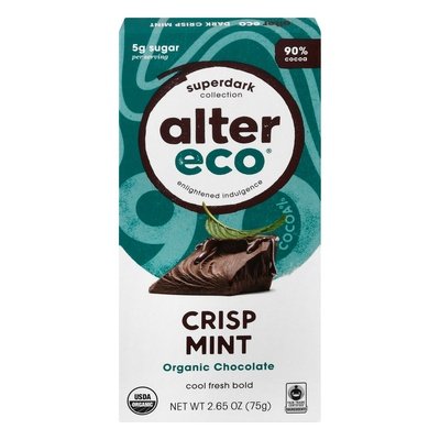 Alter Eco Chocolate Organic Crisp Mint 90% Cocoa 12/2.65 OZ [UNFI-CARLISLE #2395796] [ebt]