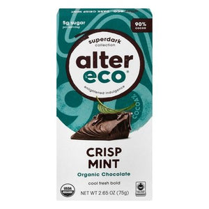 Alter Eco Chocolate Organic Crisp Mint 90% Cocoa 12/2.65 OZ [UNFI-CARLISLE #2395796] [ebt]