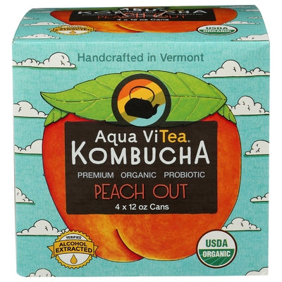 Aqua Vitea Kombucha Peach Out 6/4/12 OZ [UNFI #02948552] [ebt]