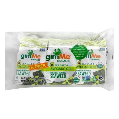 Gimme Seaweed Premium Roasted Sea Salt & Avocado Oil 6 Pack 8/6/.16 OZ [UNFI #2579613] [ebt]