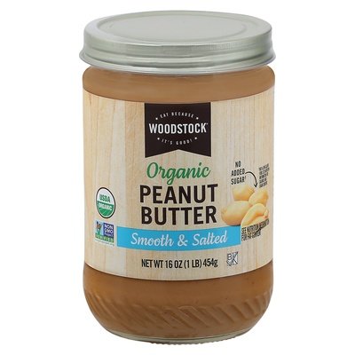 Woodstock Peanut Butter Organic Smooth & Salted 12/16 OZ [UNFI #0101113] [ebt]