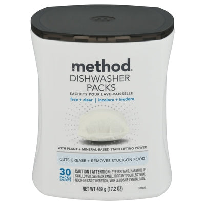 Method Dishwasher Packs Free + Clear 4/17.2 OZ [UNFI #2787463]