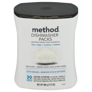 Method Dishwasher Packs Free + Clear 4/17.2 OZ [UNFI #2787463]