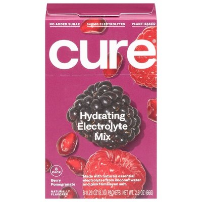 Cure Hydration Hydrating Electrolyte Mix Berry Pomegranate 8 Pack 1/8/.29 OZ [UNFI-CARLISLE #2913531] [ebt]