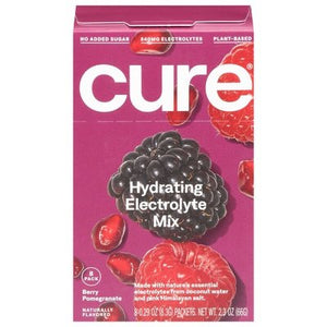 Cure Hydration Hydrating Electrolyte Mix Berry Pomegranate 8 Pack 1/8/.29 OZ [UNFI-CARLISLE #2913531] [ebt]
