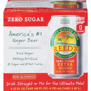 Reeds Ginger Beer Zero Sugar Extra 6/4/12 OZ [UNFI #02399491] [ebt]