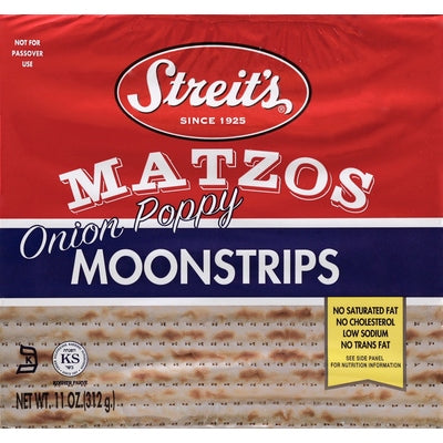 Streits Matzos Moonstrips Onion Poppy 12/11 OZ [UNFI #02120202] [ebt]