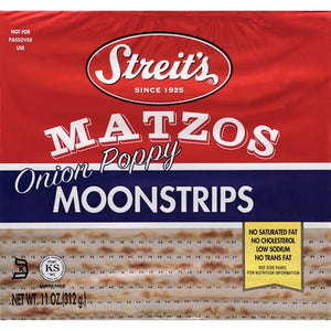 Streits Matzos Moonstrips Onion Poppy 12/11 OZ [UNFI #02120202] [ebt]
