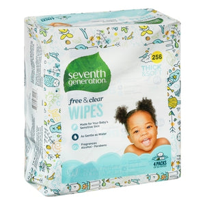 Seventh Generation Baby Wipes Free & Clear Thick & Soft 4 Packs 3/256 CT [UNFI #1186378]