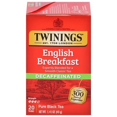 Twinings Black Tea Decaffeinated English Breakfast Pure Tea Bags 6/20 BAG [UNFI #170019] [ebt]