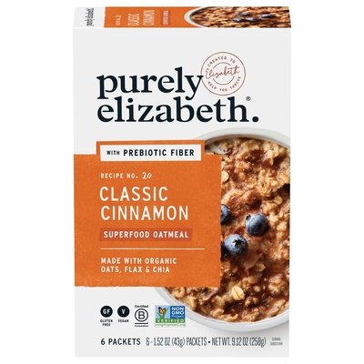 Purely Elizabeth Oatmeal With Prebiotic Fiber Superfood Classic Cinnamon Recipe No. 20 6/9.12 OZ [UNFI #2842383] [ebt]