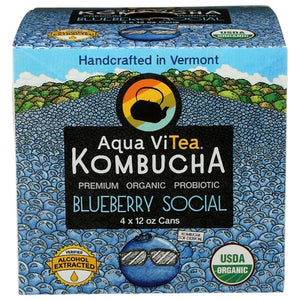 Aqua Vitea Kombucha Blueberry Social 6/4/12 OZ [UNFI #02948529] [ebt]